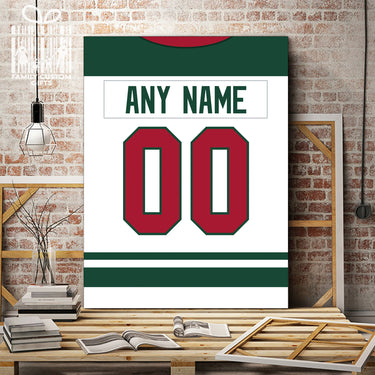 Minnesota Jersey Custom Canvas Print Wall Art for Boy Girl Men Women Hockey Personalized Canvas Art